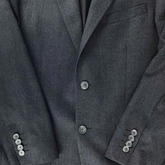 Turnbury Charcoal Gray Herringbone Classic Notch Lapel Sport Coat | 38R - Picture 5 of 14